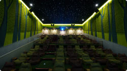 Movie theater interior construction case of acoustic solution using moss sound-absorbing panels 04-4