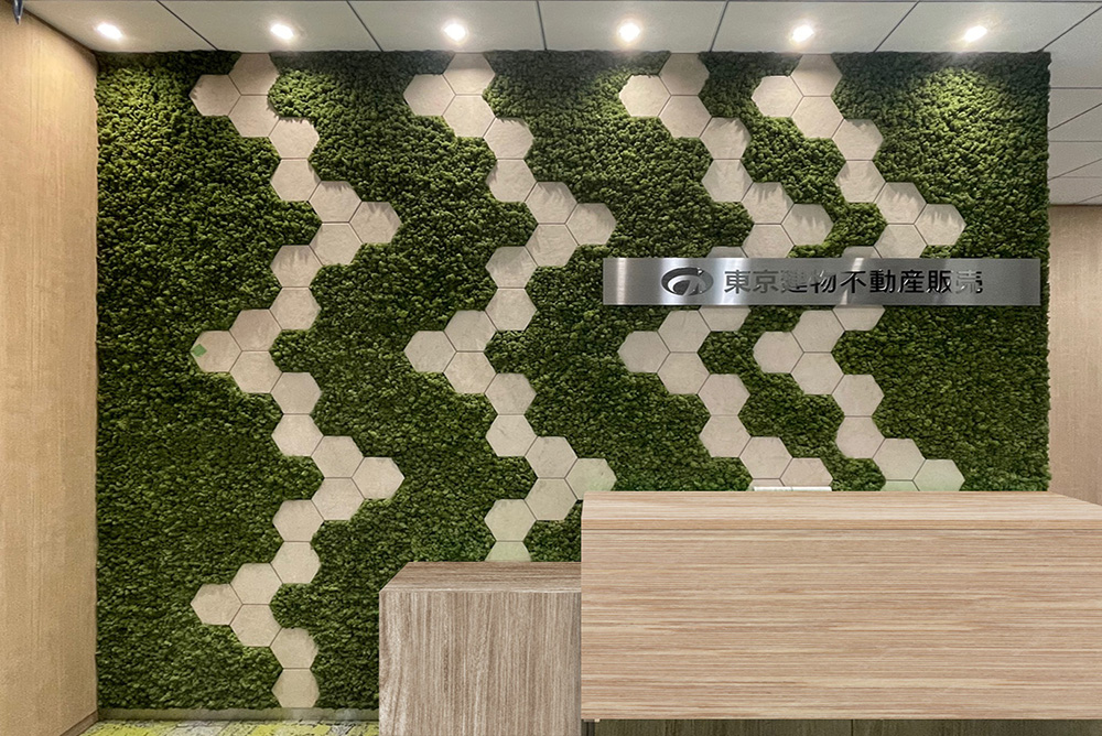 Scandia Moss company lobby interior wall installation - Tokyo building Tokyo Tatemono Co., Ltd.