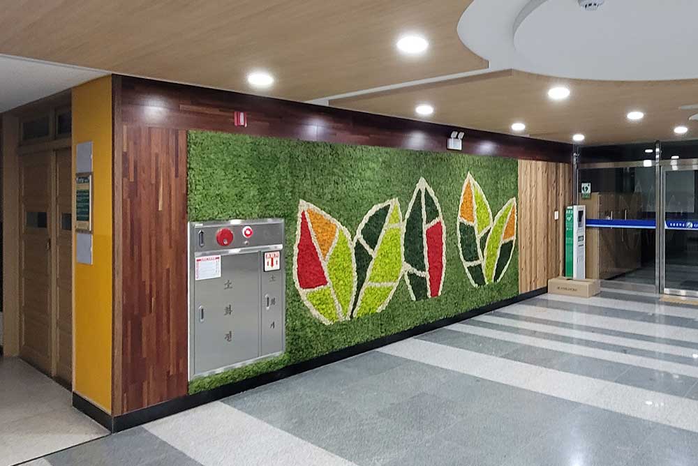 School hallway design with air purifying plants for students - Cheonglim Middle School