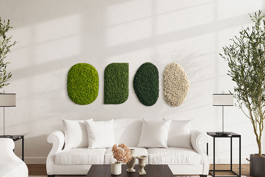 Scandia Moss products | Design Frame | Square Line | A new paradigm in wall decoration interior.Create happiness with a Scandia moss plant frameScandia moss, an air purifying plant on the living room wall in my house