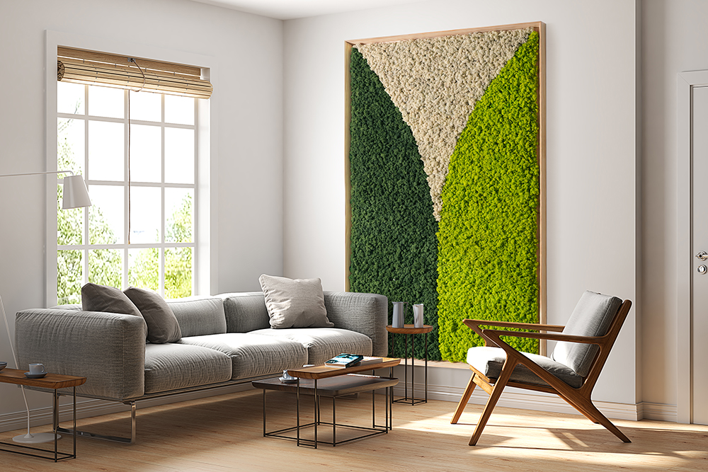 Scandia Moss Project 01 | Specially designed plant interior, wall decoration moss picture frame Grand Garden XL custom made and wall installation