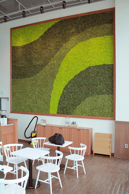 스칸디아모스 프로젝트 02 | 스칸디아모스월 카페 벽면 포인트 인테리어-카페 힐린 커스텀 제작 및 커스텀 시공