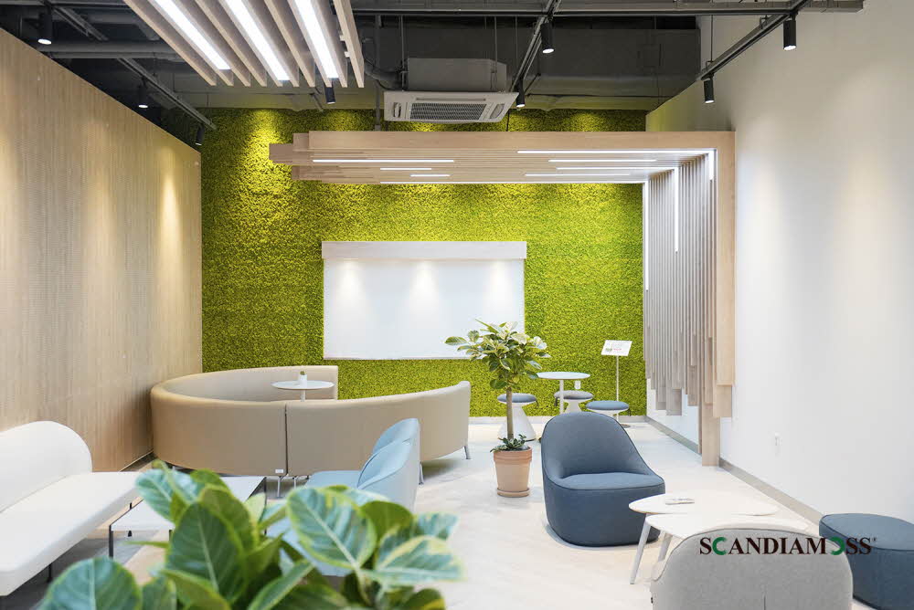 Scandia Moss Project 01 | Scandia Moss, a green interior plant wall that requires no maintenance - Korea Institute of Energy Research custom panel and indoor interior