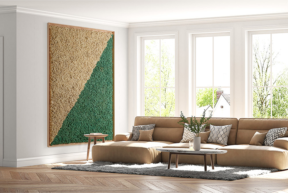 Scandia Moss Project 02 | Specially designed plant interior, wall decoration moss picture frame Grand Garden XL custom made and wall installation